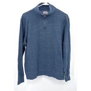 Faherty Sweater Men's L Heather Blue 1/4 Zip Long Sleeve Pullover Stretch
